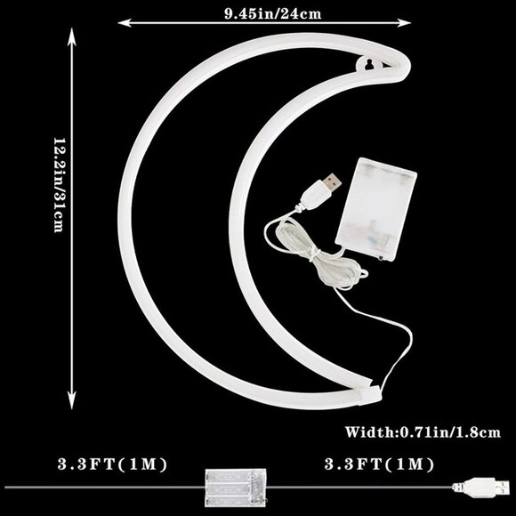 NEW LED Blue Moon Neon Light, Cute Neon Moon Sign, - Picture 10 of 10